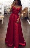 Spaghetti Straps High Low Red A-line Plus Size Women Dresses Simple Cheap Prom Dresses