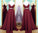 Two Piece Straps Long Prom Dress Evening Dress Spaghetti Straps Wine Red Prom Dresses
