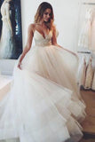 Summer Tulle V-Neck Garden Elegant Bridal Gowns Chiffon Wedding Gowns