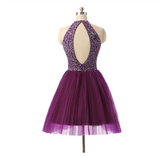 Short Prom Dresses Tulle Prom Gown Purple Homecoming Dress Sexy Prom Dress
