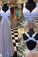 V-neck Applique Backless Long Chiffon Criss Cross A-Line Sleeveless Prom Dresses
