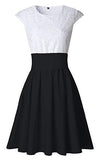 Simple A Line Lace White and Black Homecoming Dresses with Satin Above Knee Cocktail Dress