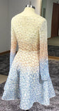 Stunning Beaded Sequins Long Sleeve V Neck Homecoming Dresses Short Prom Dresses