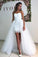 White Tulle Sweetheart Strapless Mermaid Wedding Dresses with Lace Detachable Train