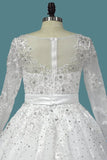 2022 A Line Long Sleeves Tulle Wedding Dresses With Applique P9ANHTL1