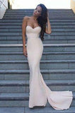 Sweetheart Strapless Prom Dresses Simple Long Mermaid Satin Evening Gowns