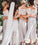 Two Pieces Lace Top Short Sleeve Off-the-Shoulder Beach Affordable Bridesmaid Dresses