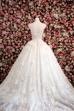 Sweetheart Ball Gown Sleeveless White Tulle Beads Appliques Sweep Train Wedding