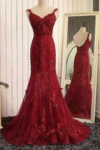 Stunning Mermaid Prom Dresses Uk with Lace Appliques