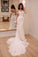 Sheath Off-the-Shoulder White Mermaid Chiffon Lace Appliques Beach Wedding Dresses
