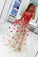 Stylish A Line Tulle Sweetheart Spaghetti Straps Red Flowers Sleeveless Prom Dress